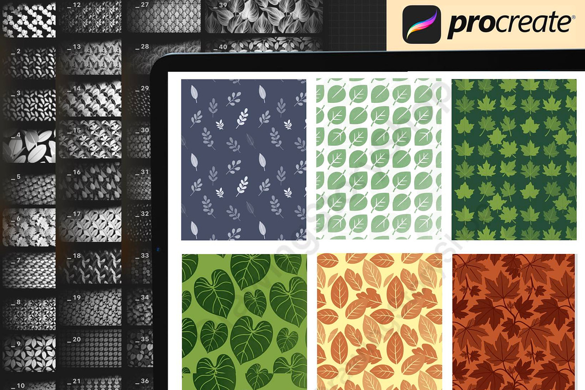 100 Procreate Leaves Texture Brush, a Brush Add-On by DrawingStoryShop