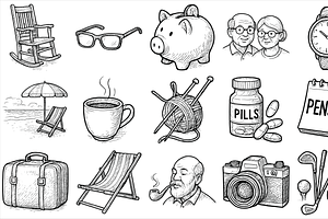 Retirement Life Icons, an Object Graphic by nikagraphic