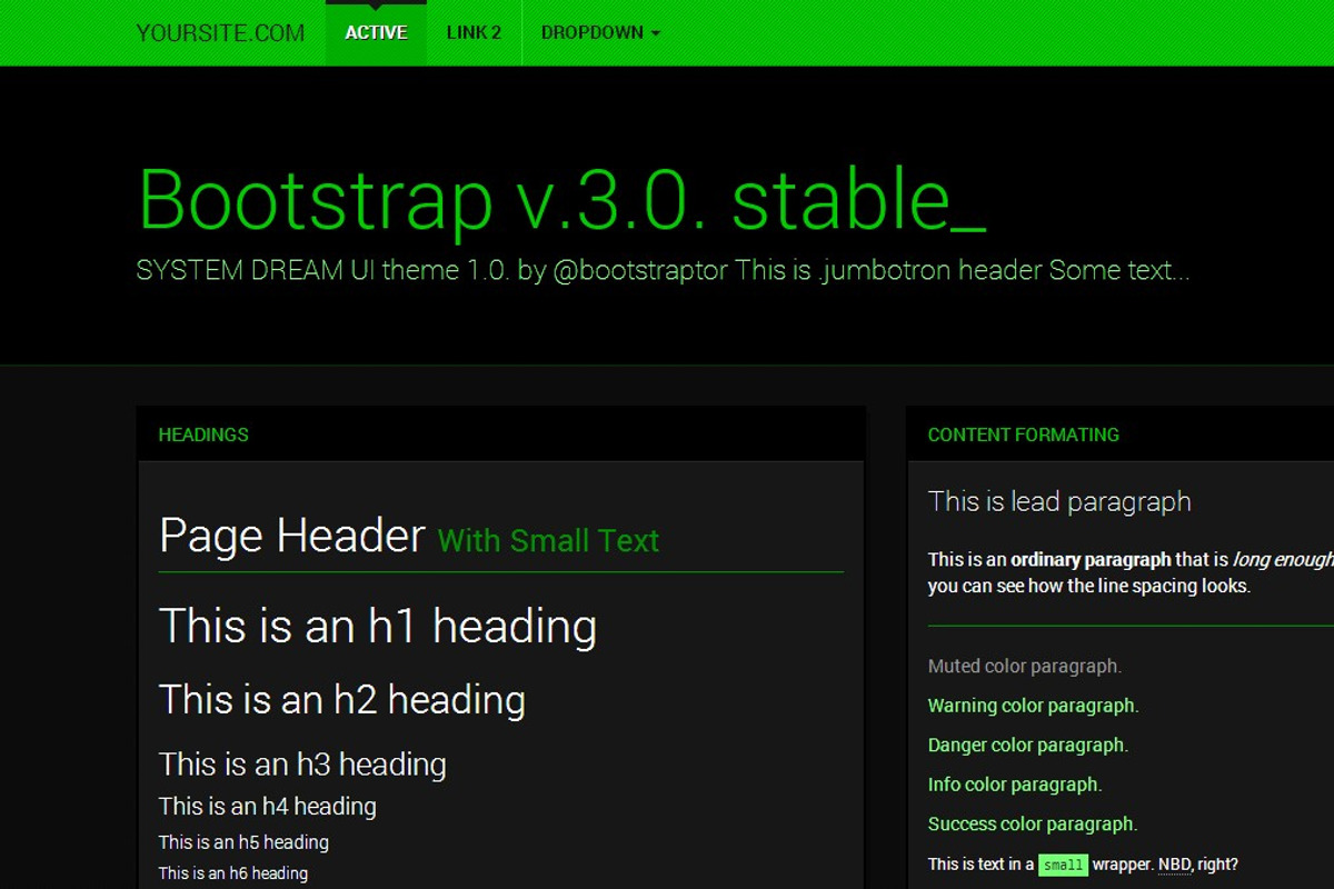 Bootstrap 3.0. Sys-dream theme, a Bootstrap Template by Bootstraptor (Photo 1 of 5)