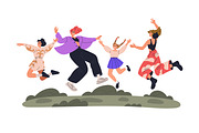 Happy families jumping with kids set, a Person Illustration by Good Studio (Thumbnail 4 of 13)