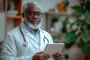 Experienced doctor in a modern clini, a Photo by Tanuart