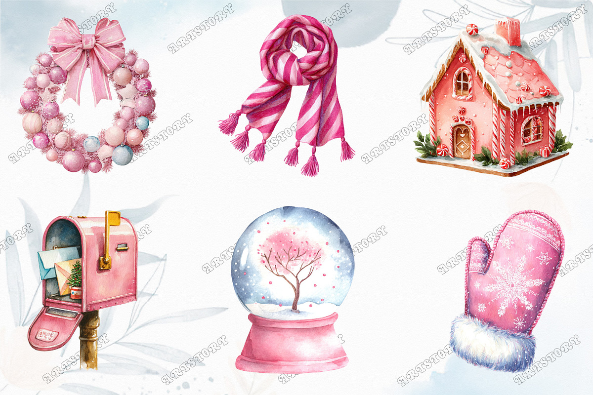 Pink Christmas Sublimation Clipart, a Graphic by designcity5 (Photo 2 of 5)