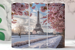 Paris Eiffel Tower Christmas Tumbler, a Background Photo by LamanAzalea