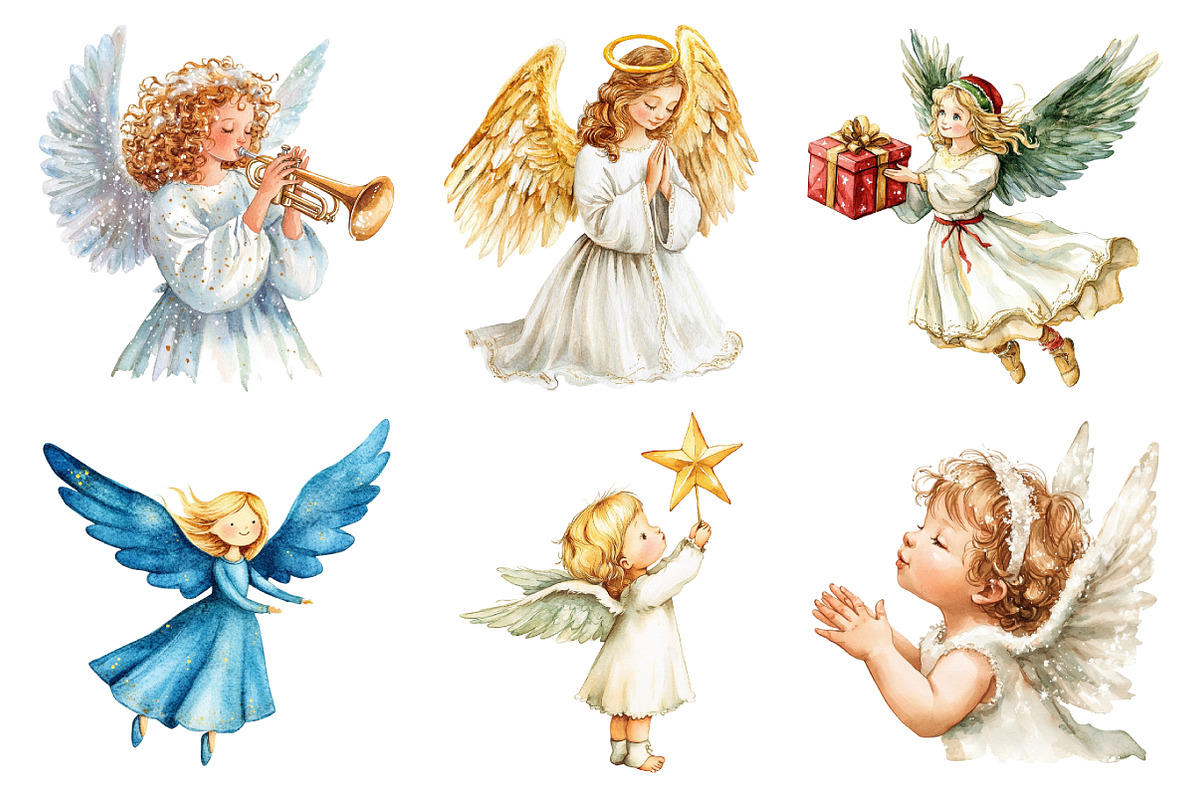 Christmas Angel Clipart, an Illustration by Daily.Designs (Photo 5 of 5)