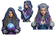 Fantasy Winter Girls Clipart Bundle, an Illustration by Craft Nest (Thumbnail 8 of 11)