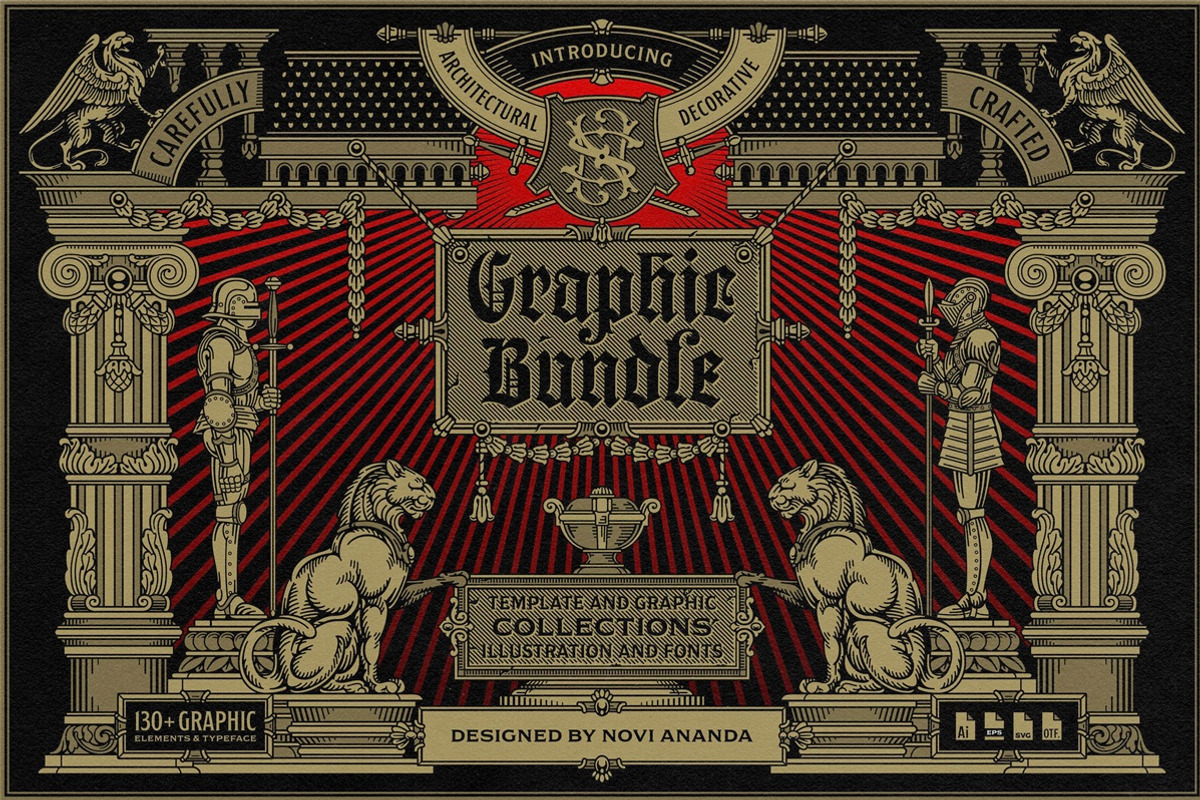 Arch Deco Graphic Bundle with Font, a Graphic by Novisouldado (Photo 1 of 6)