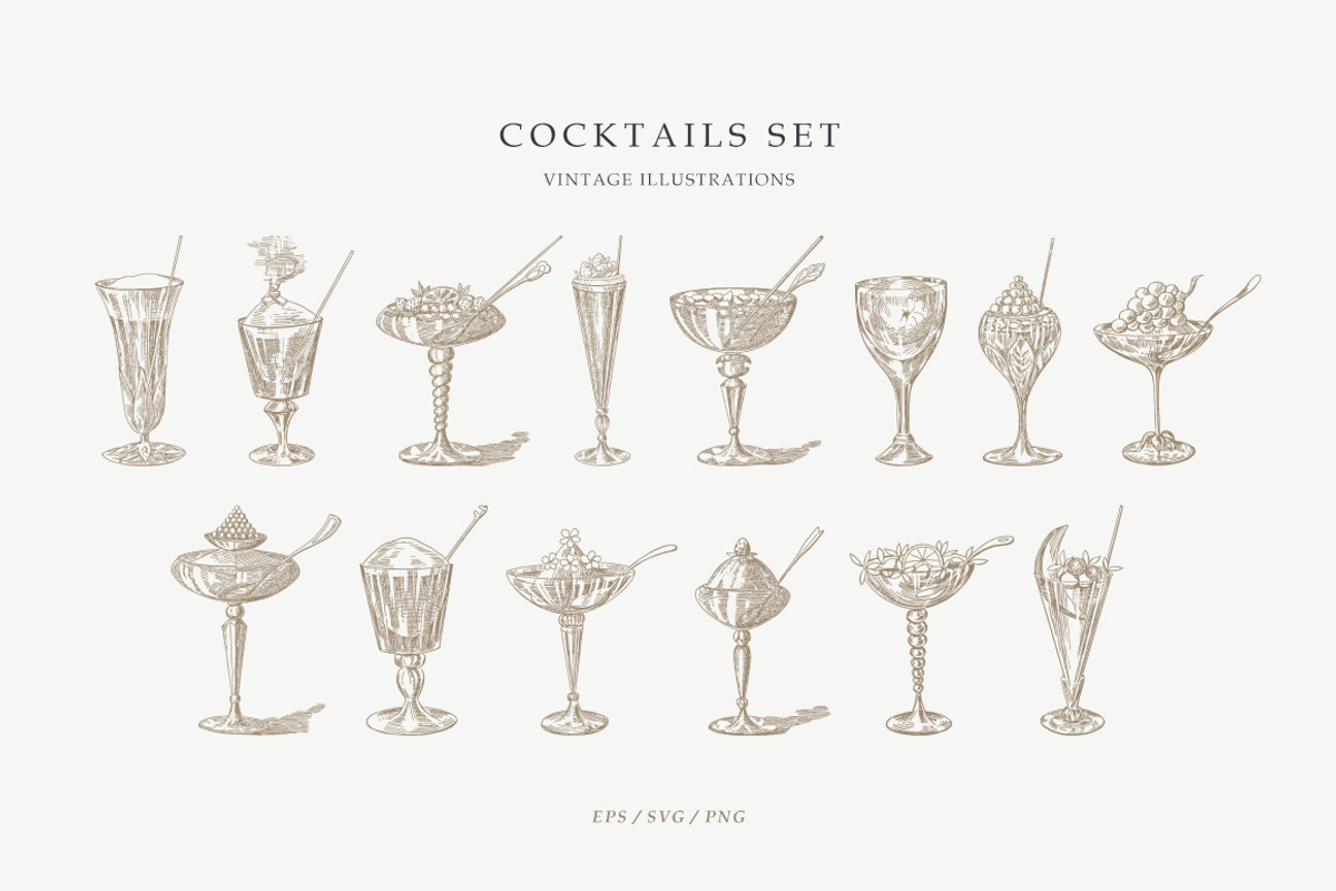 Vintage Cocktails, a Food Illustration by Retro Machine (Photo 2 of 7)