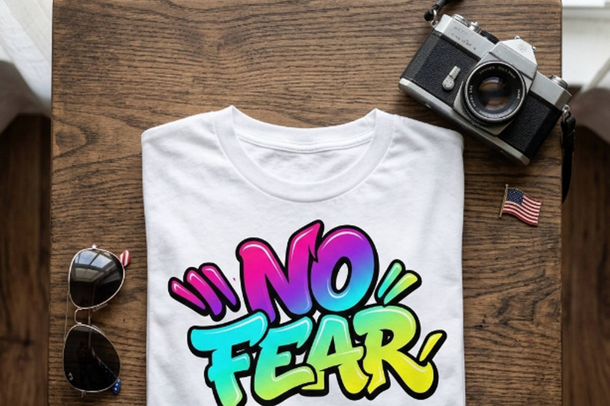 No Fear Graffiti Typography, a Shirt Mockup by Vector Stall (Photo 1 of 15)