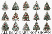Whimsical Christmas Tree Clipart, a Seasonal Illustration by Canvas Craft (Thumbnail 3 of 10)