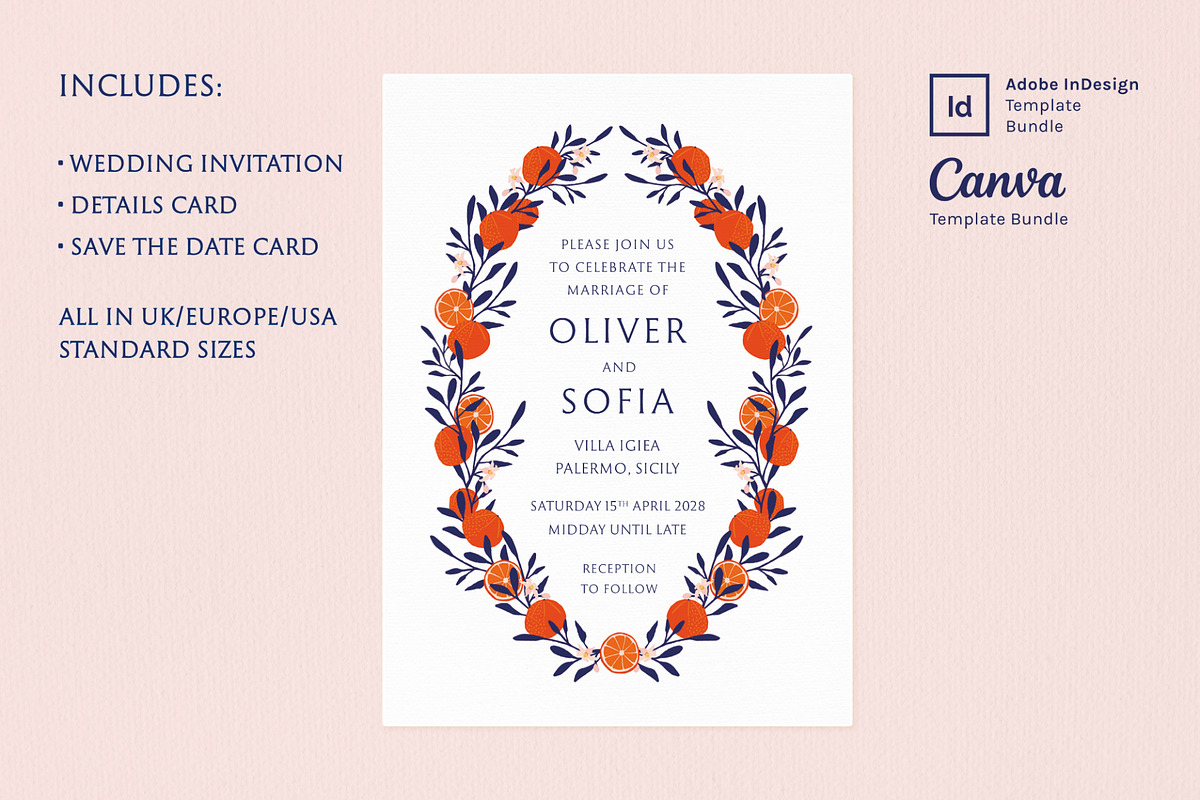 Orange Grove Wedding Invite Bundle, an Invitation Template by Wedding Whippet (Photo 4 of 8)