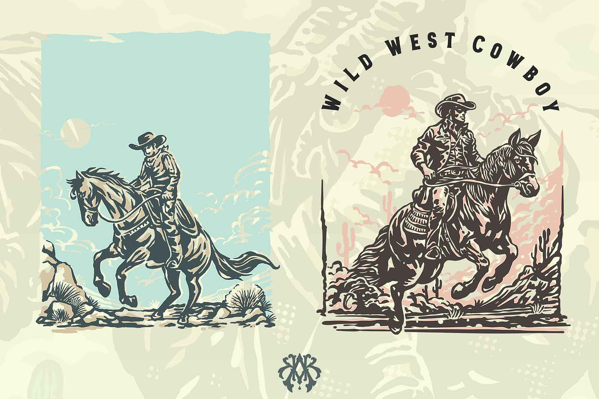 Cowboy on a horseback on a wild west, an Object Illustration by Krizvector Artwork Shop (Photo 4 of 6)