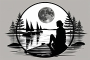 Mindful Lake Meditation Silhouette S, an Illustration by Creativeshirt (Thumbnail 4 of 9)