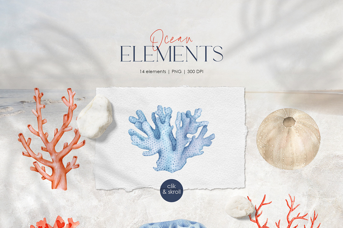 Watercolor Ocean, an Object Illustration by PatrushevaYana (Photo 9 of 13)