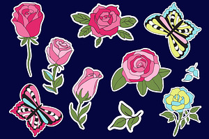 Roses And Butterflies Stickers