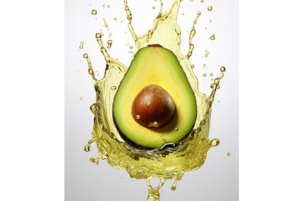Avocado oil splash and half of