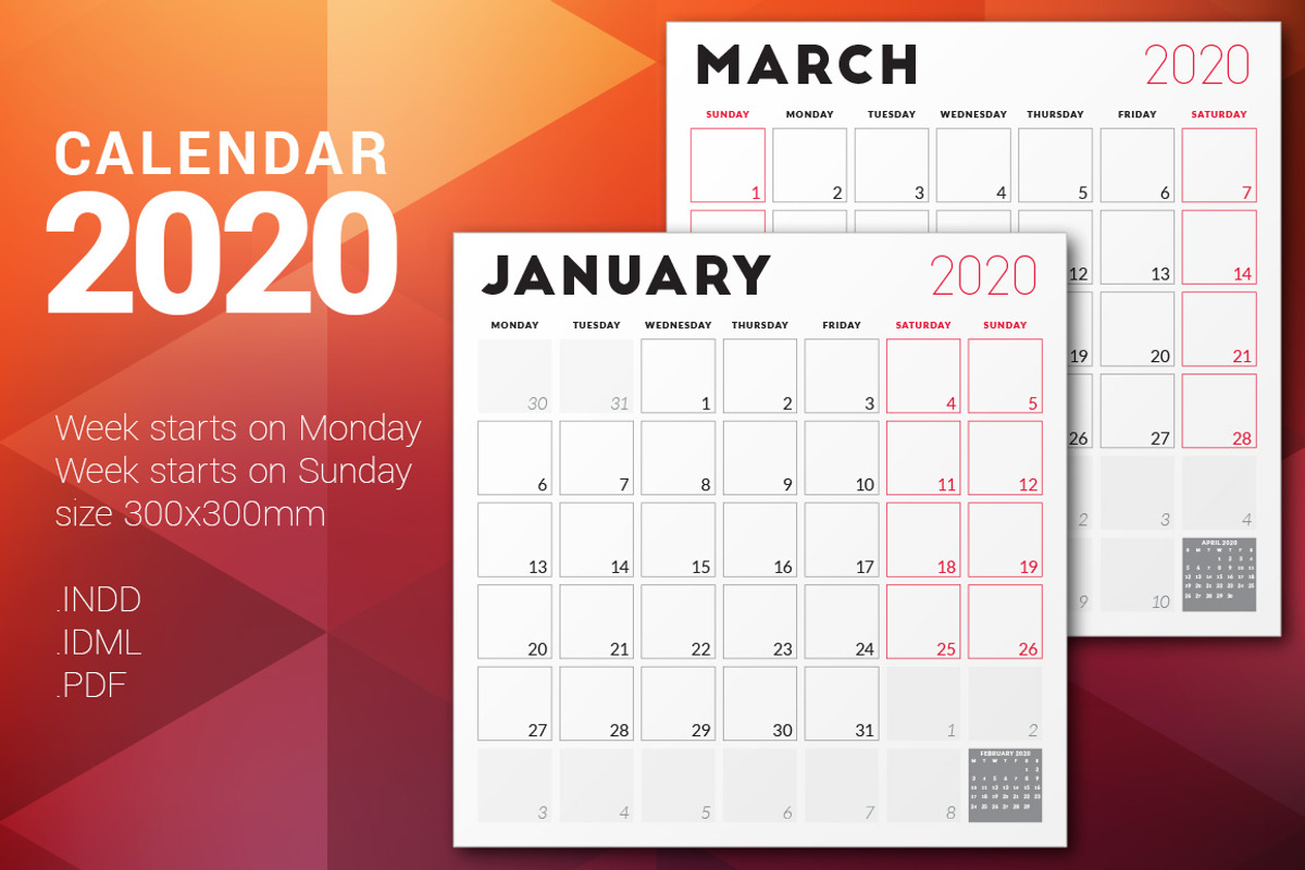 Monthly Planner 2020, a Stationery Template by AntartStock (Photo 1 of 4)
