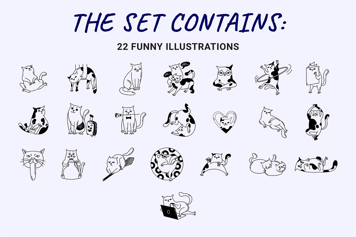 22 Funny cats vector illustration 3, an Animal Illustration by Yanakicc (Photo 11 of 11)