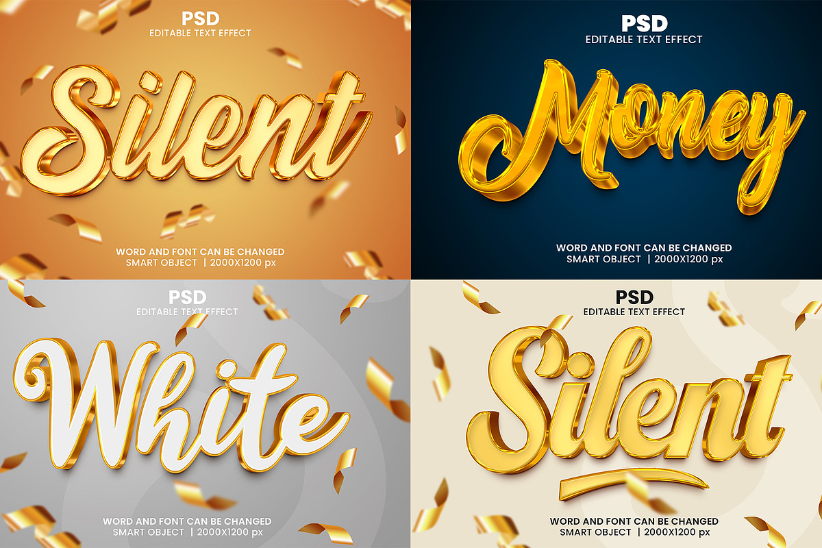 30 Golden 3d Text Effect Bundle PSD, a Layer Style Add-On by bdrobin (Photo 2 of 8)
