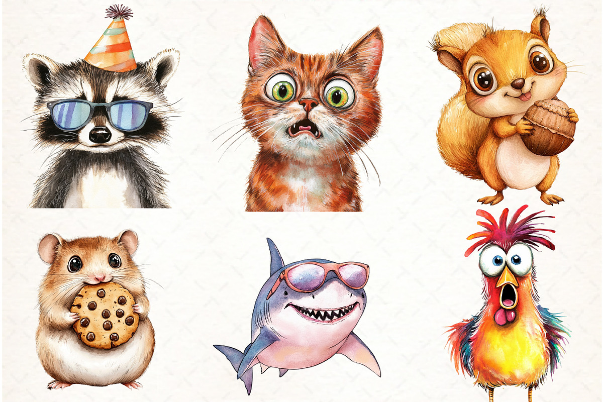 Adorable Crazy Animal Clipart, an Illustration by Watercolor design (Photo 4 of 4)
