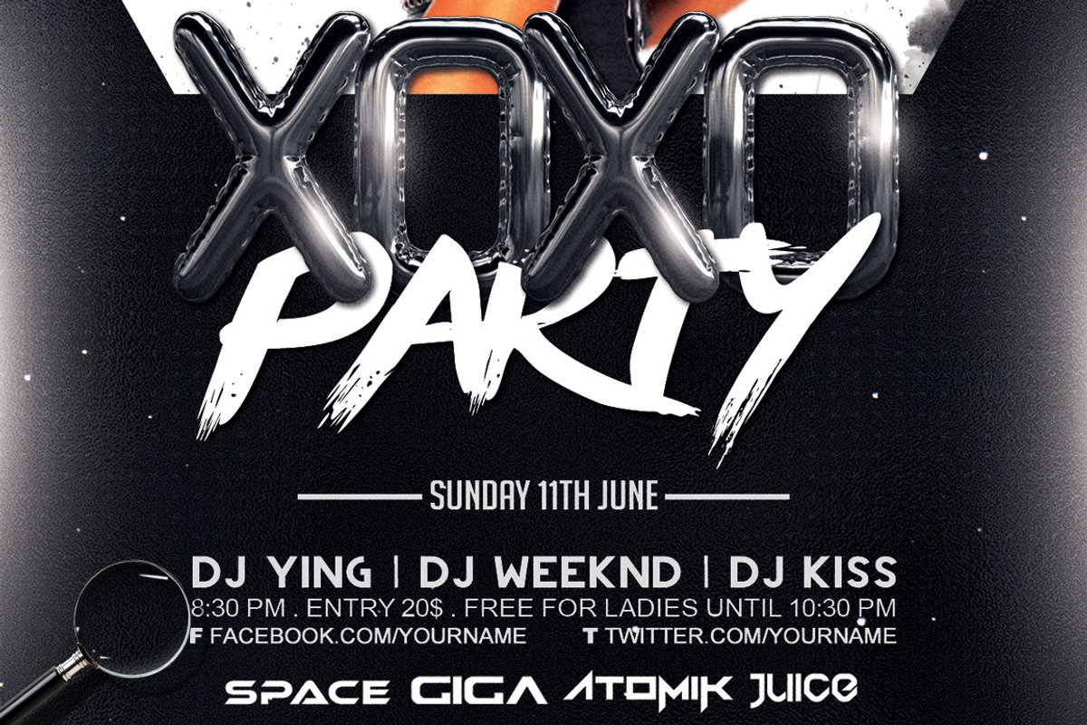XOXO Party | Black & White Flyer, a Flyer Template by GIGA-TEMPLATE (Photo 6 of 6)