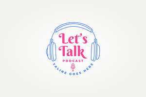 headphone podcast line art icon logo, a Branding & Logo Template by Blazybone