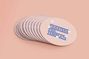 3d Paper Coasters Mockup