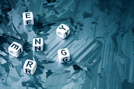 ENERGY cube letter break up randomly on solar silicon cell surface. Concept of renewable energy, a Technology Photo by Igor Tichonow