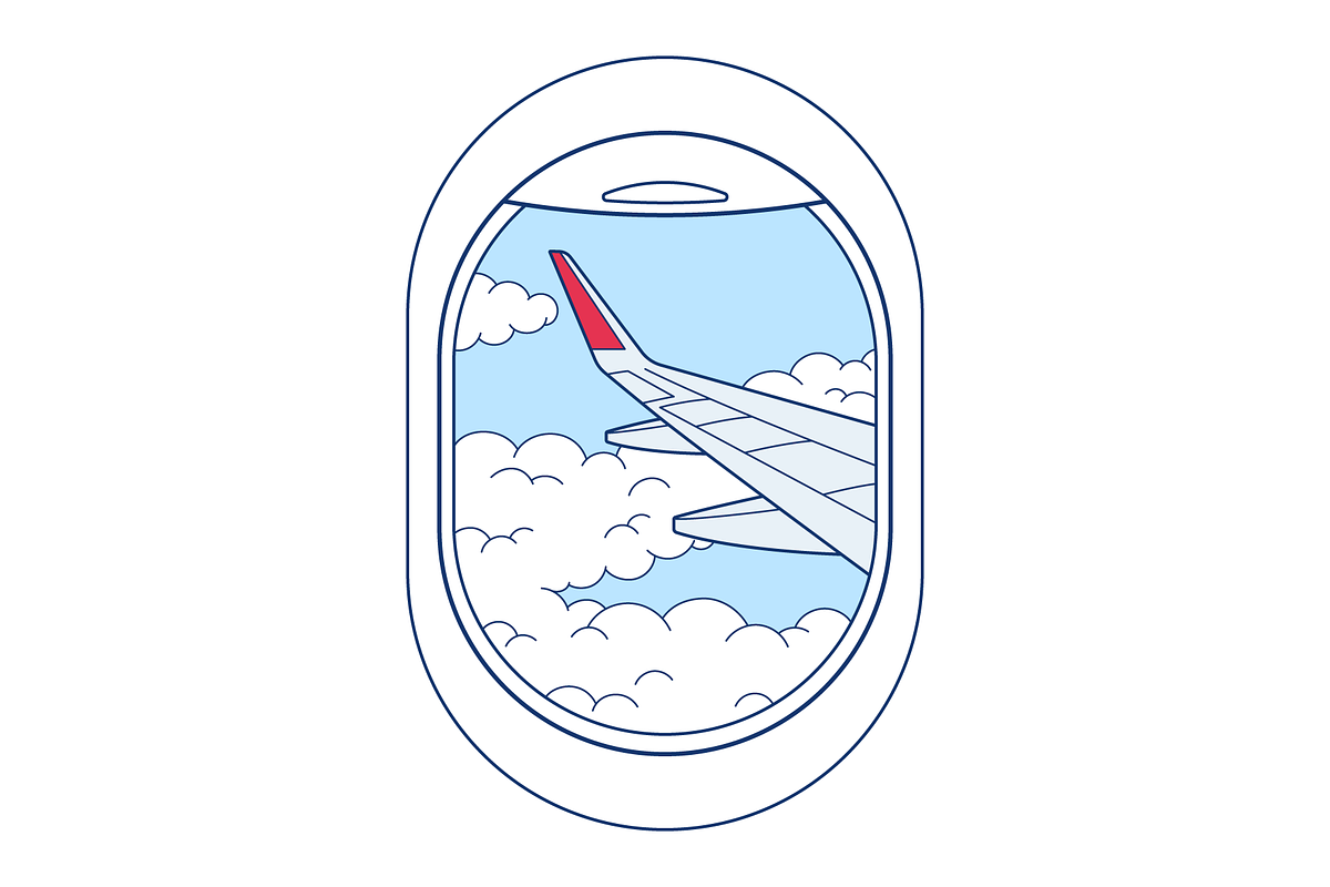 Plane wing in a window, an Illustration by Cmeree