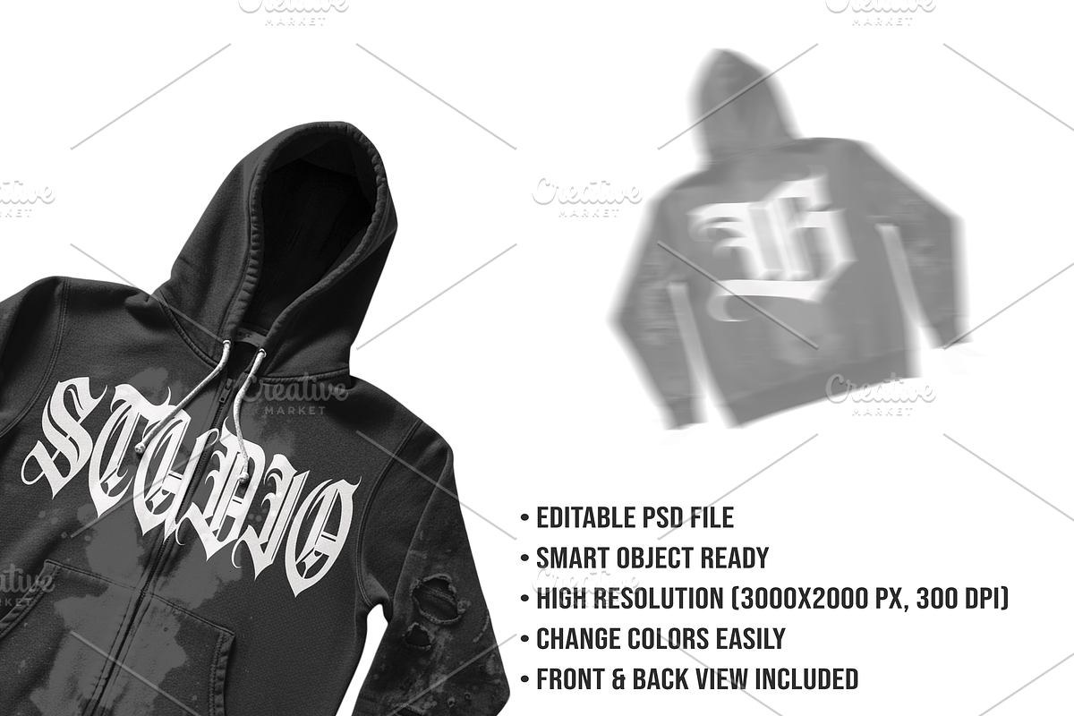 Washed Hoodie Mockup Editable PSD, a Hoody Mockup by std.badboy (Photo 4 of 4)