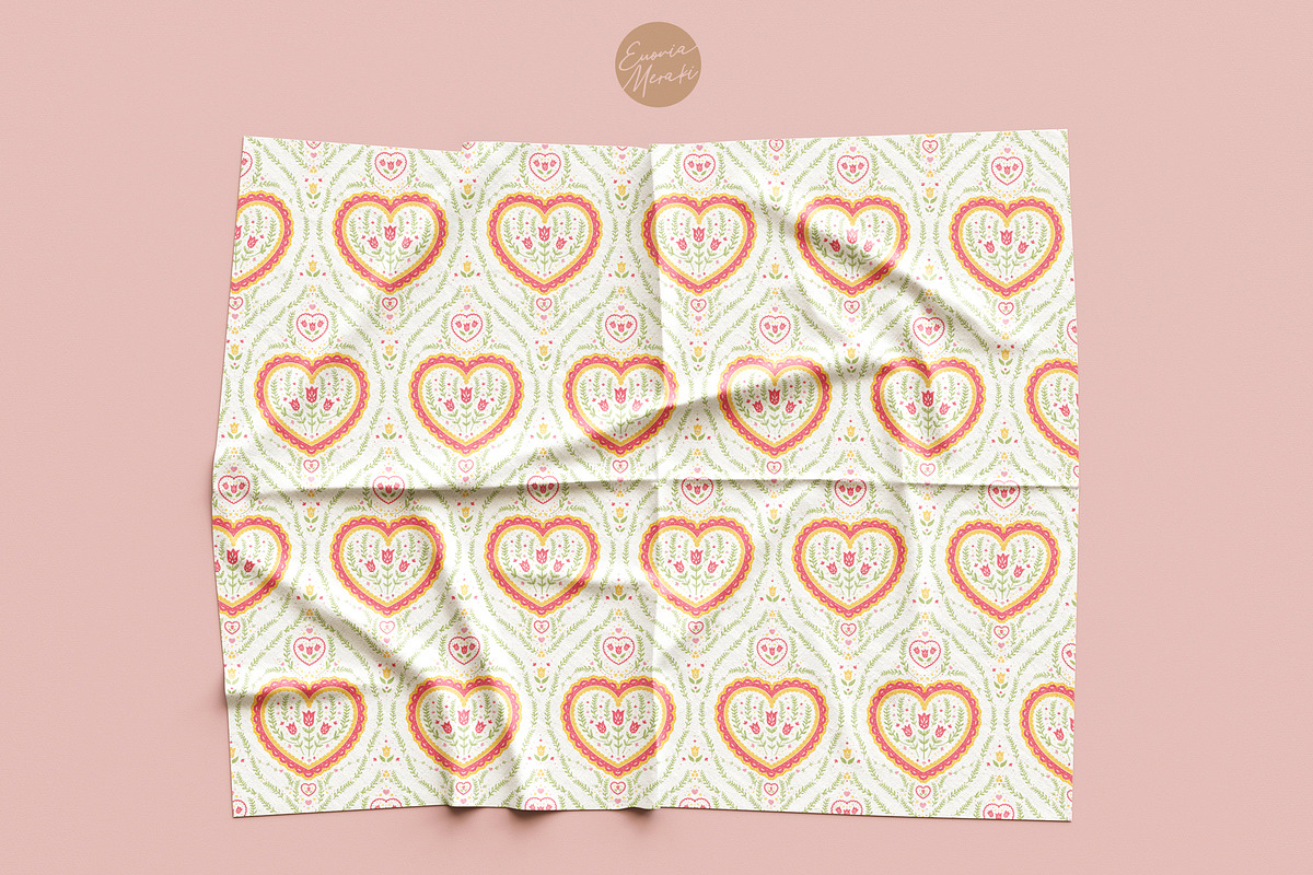 Cottagecore Pattern 8 Romantic Heart, a Pattern Graphic by Euonia Meraki (Photo 5 of 13)