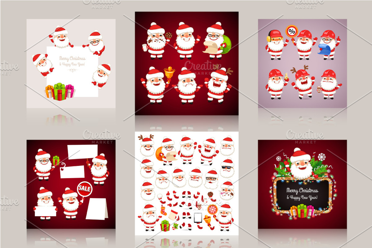 Set of Cartoon Santa Clauses, a Decorative Illustration by Voysla's Shop (Photo 3 of 5)