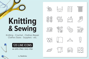 120 Knitting & Sewing Icons