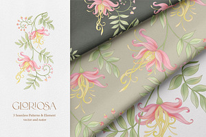 Gloriosa Seamless Patterns & Element