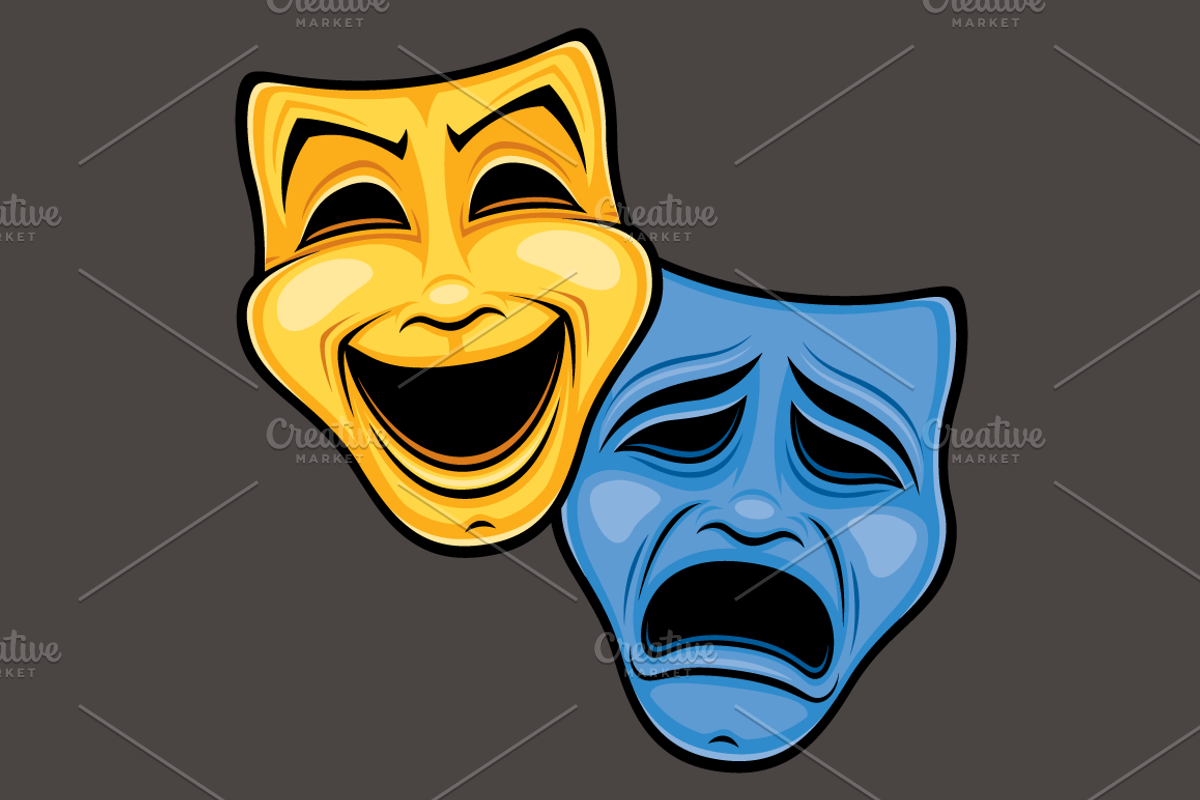 Comedy And Tragedy Theatrical Masks, an Illustration by Schwegel Illustration (Photo 4 of 4)
