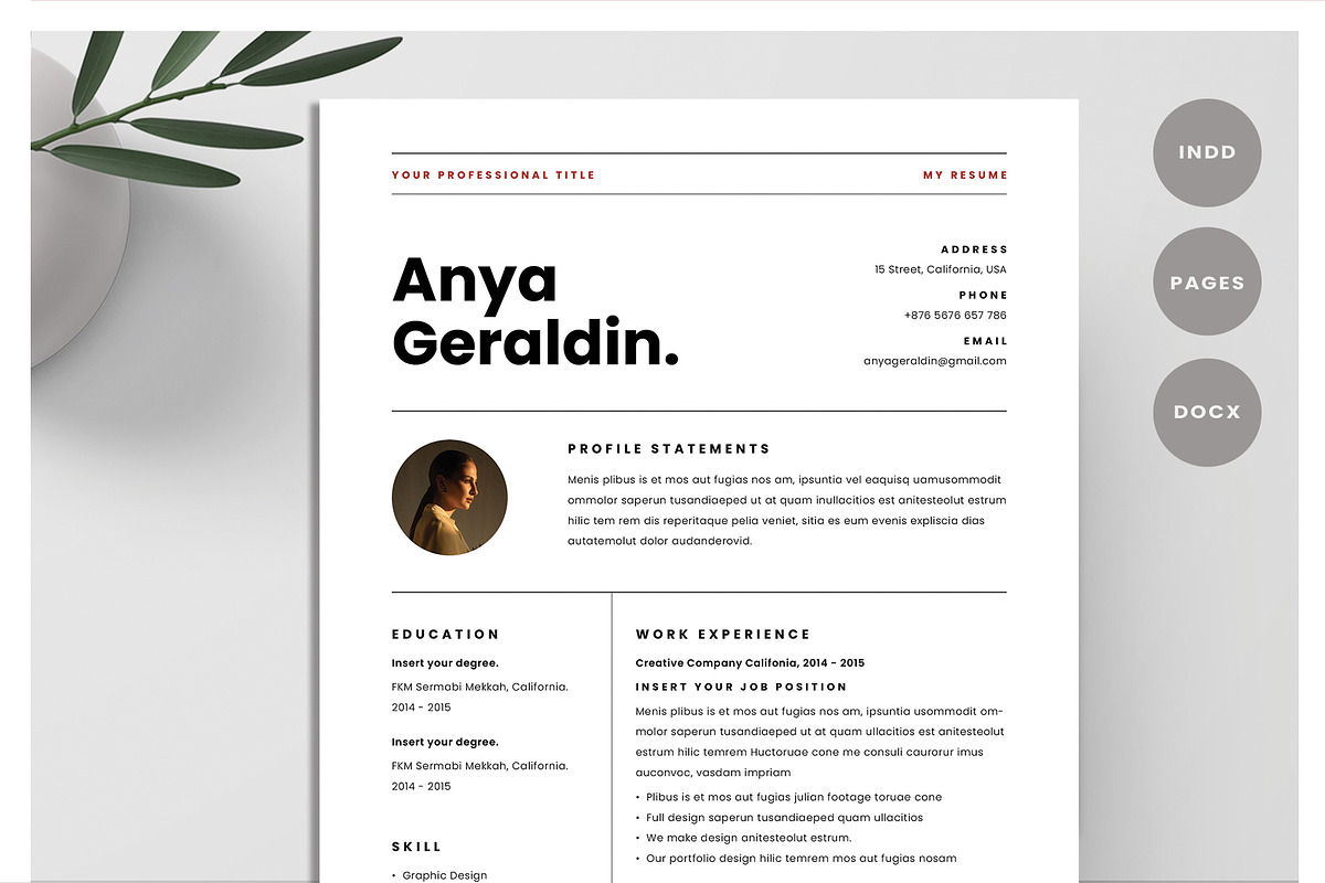 Resume Template / CV, a Resume Template by Occy Design (Photo 1 of 5)