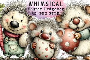Whimsical Easter Hedgehog Clipart, an Illustration by Libby Wishes