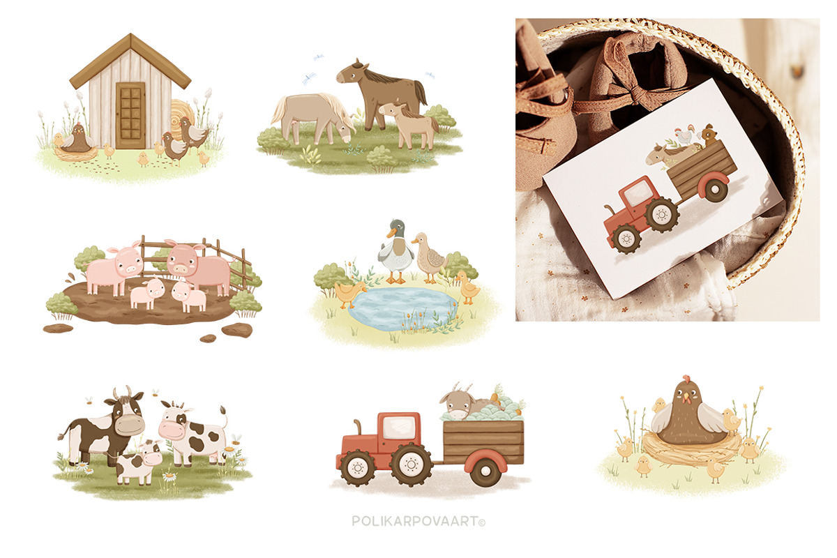 Family Farm animals baby collection, an Animal Illustration by polikarpovaart (Photo 5 of 14)