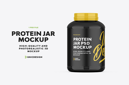 Protein Jar Mockup, a Cups & Container Mockup by UnicDesign