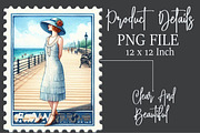 Blue Summer 1920 Postage Stamps Clip, an Illustration by Rose Art (Thumbnail 2 of 3)