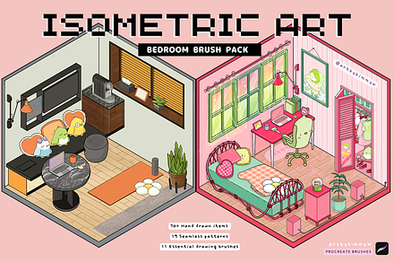 Procreate Isometric Room Brush Pack