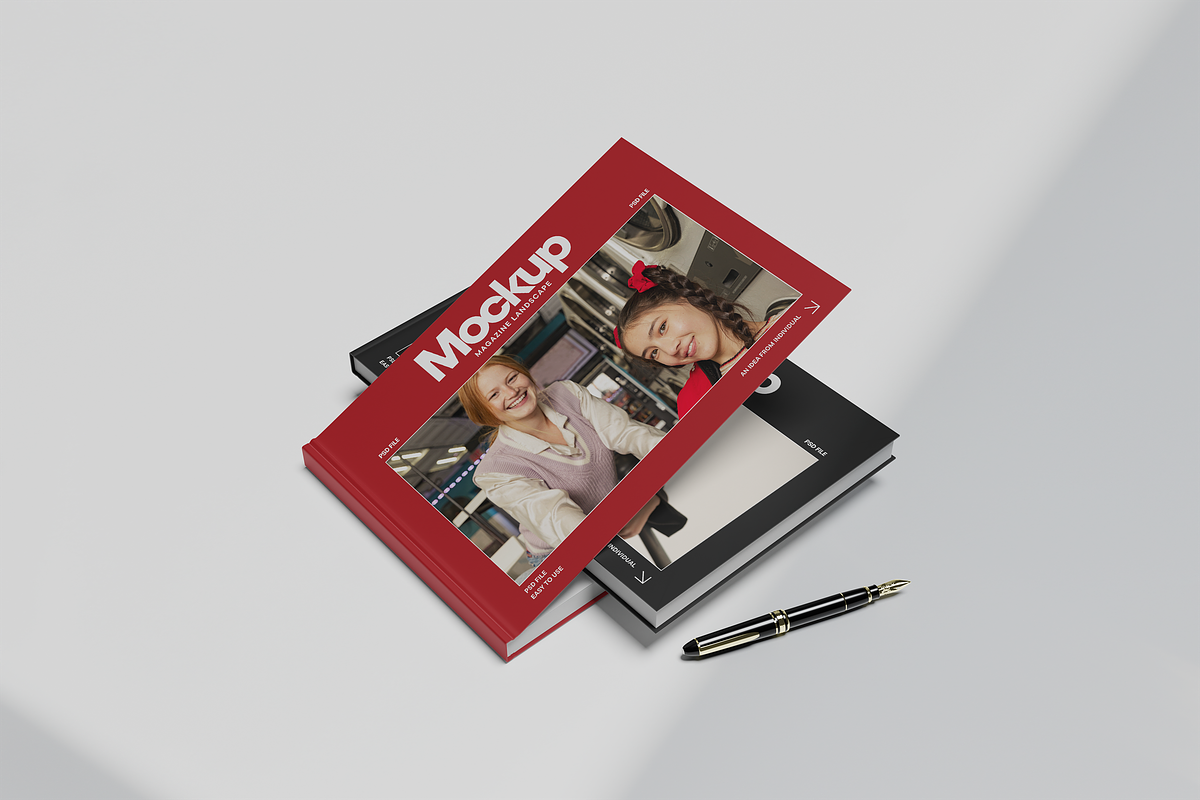 A4 Landscape Magazine Mockup, a Books & Magazine Mockup by xavier_studio