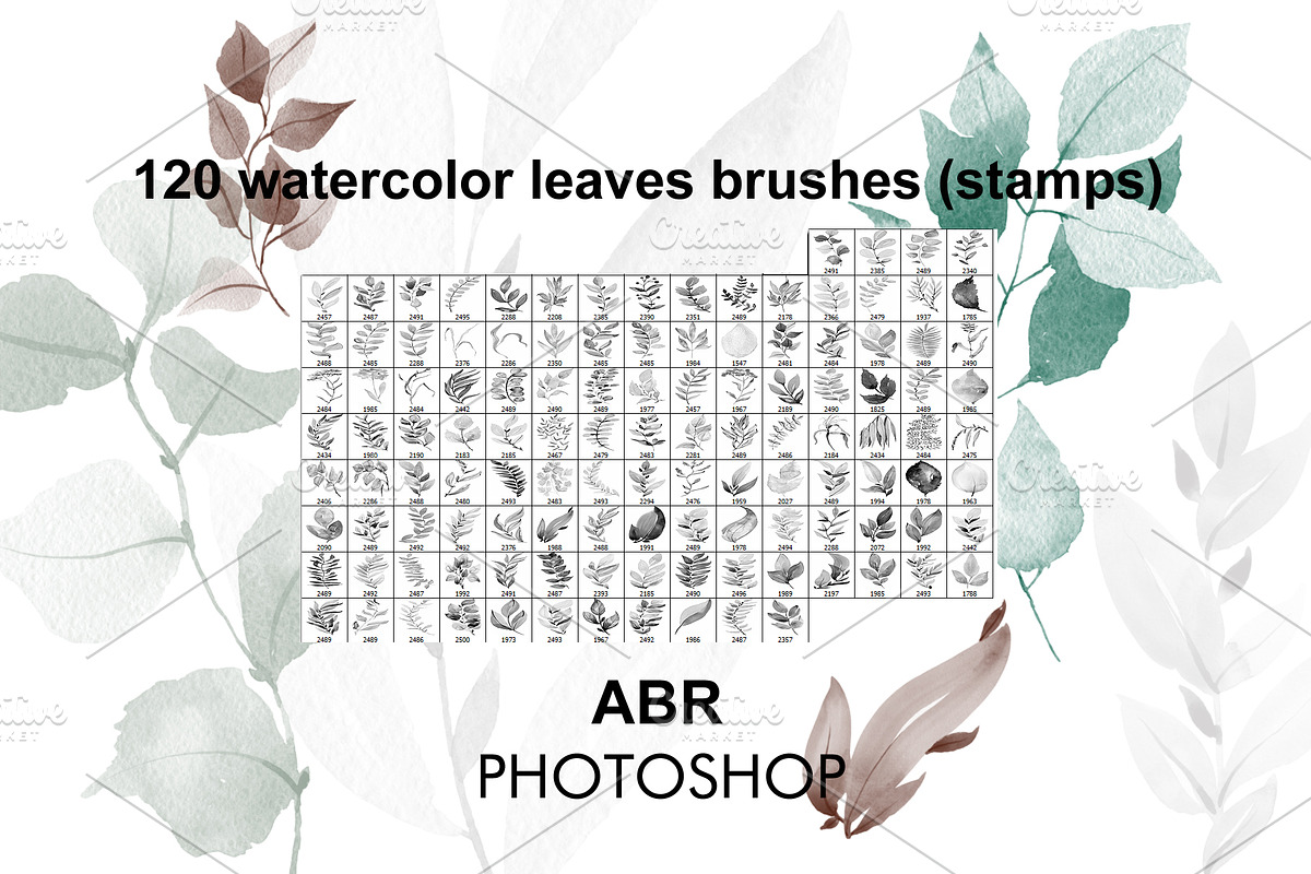 120 Watercolor brushes for photoshop, a Brush Add-On by TaPilipa (Photo 4 of 7)