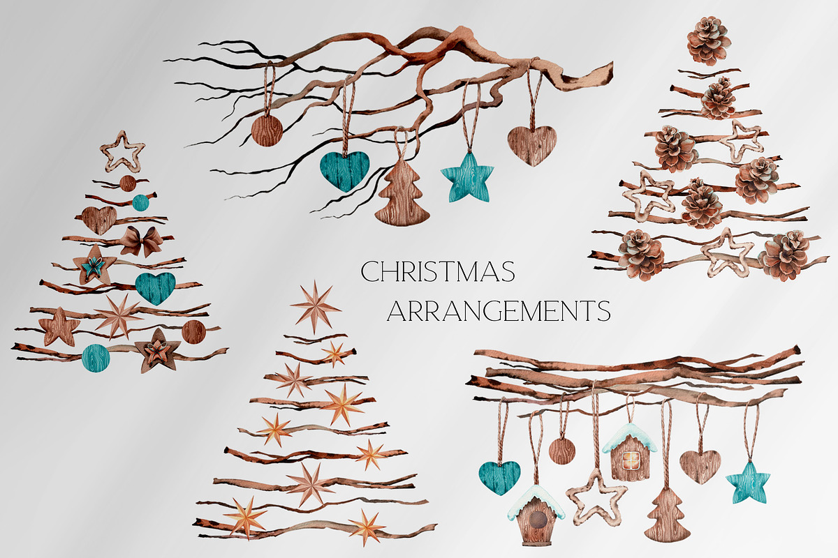 Christmas Pine Branches & Wood Decor, a Decorative Illustration by Jeanna Draw (Photo 4 of 15)