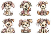 Whimsical Easter Dogs Clipart, an Illustration by CraftArtStudio (Thumbnail 5 of 6)