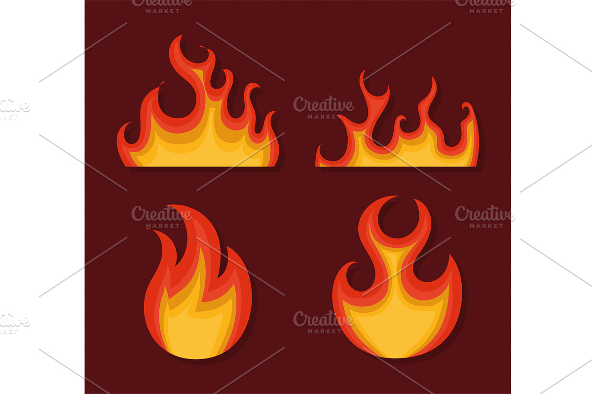 colored flames group, an Object Illustration by studiogstock