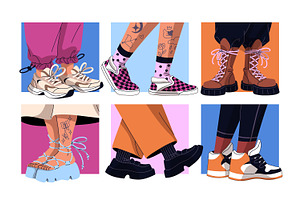 Modern shoes set, product cards, an Object Illustration by PaperTrident