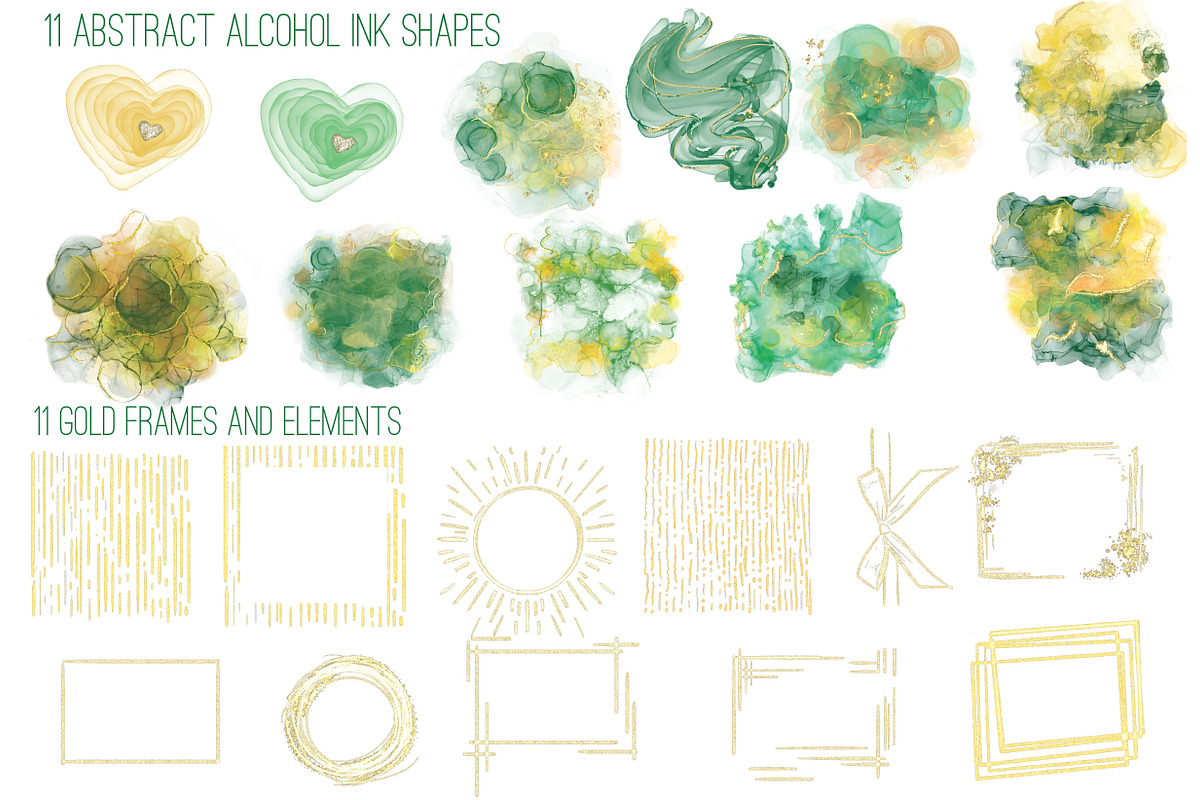 Green/Gold Alcohol Ink graphics, a Texture Illustration by Winged Graphics (Photo 3 of 3)