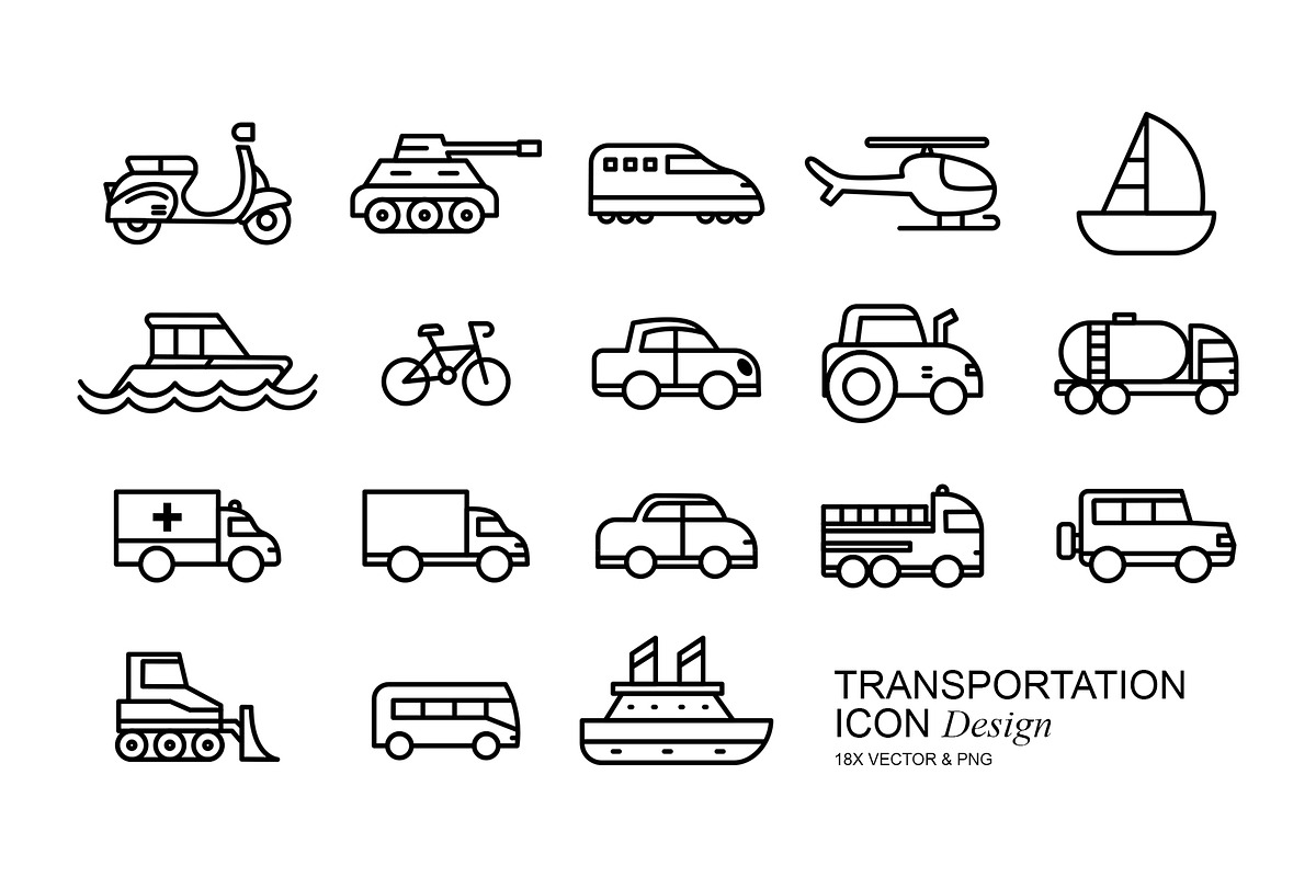 Transportation Icon Design, an Outline Icon by freeject.net