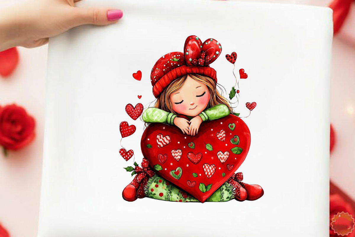 Whimsical Valentine Cute-girl Clipar, an Illustration by designcity5 (Photo 4 of 5)