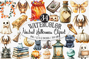 Watercolor Neutral Halloween Clipart, an Illustration by Designking (Thumbnail 1 of 4)